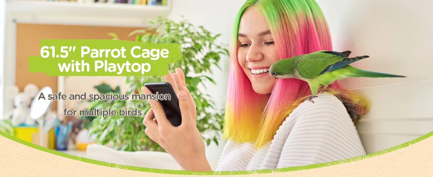 61" Playtop Parrot Bird Cage with Rolling Stand — product details