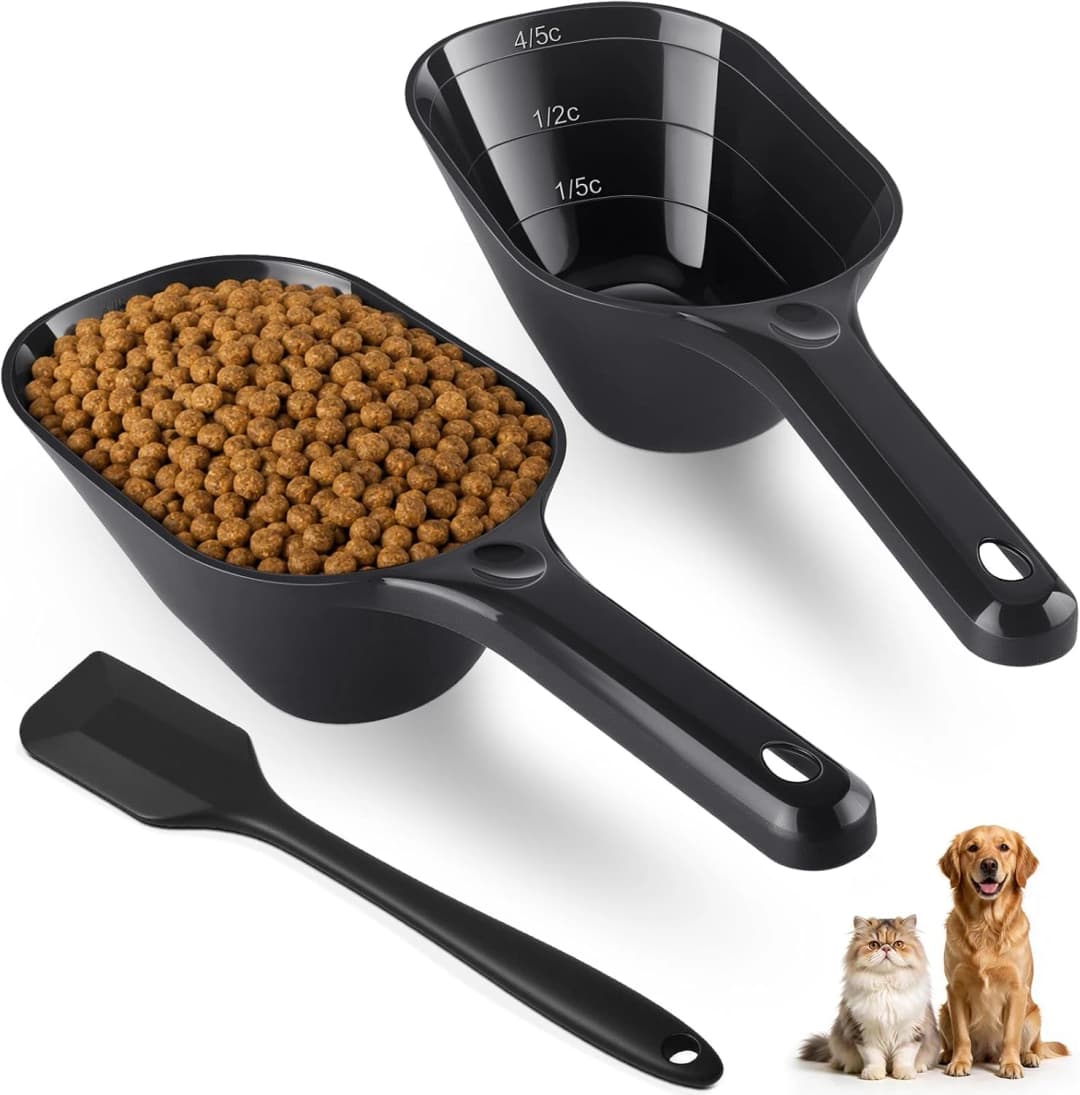 Dog Food Scoop Set with Silicone Can Scraper