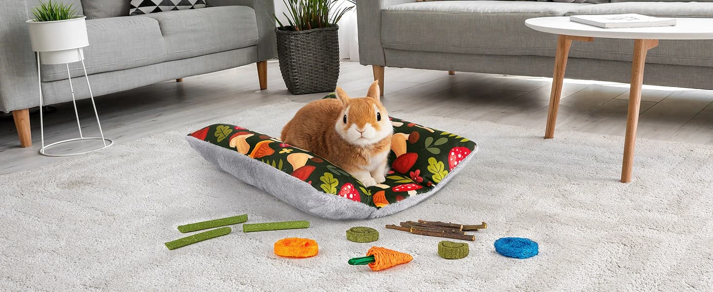 15"x14" Soft Plush Rabbit Bed Washable Cuddle Mat for Small Pets — product details