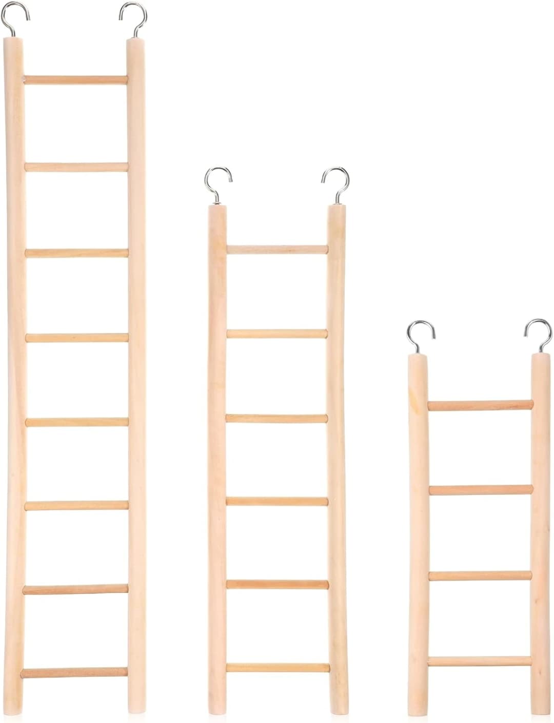 3 Pcs Bird Ladder — Wooden Bird Cage Ladder Bird-Ladder for Cage Climbing Ladders for Parakeets Parrots Cockatoo(4