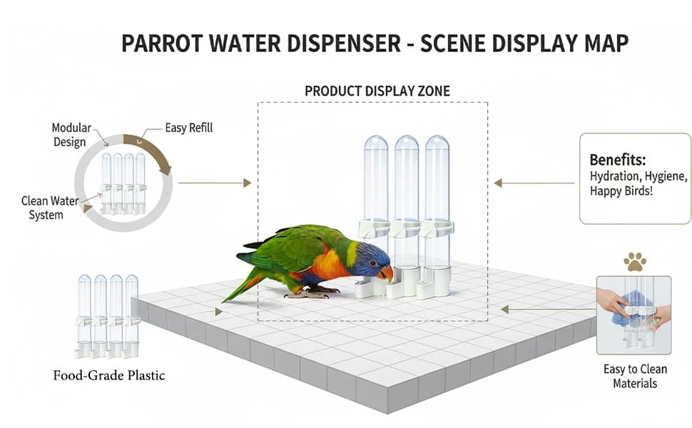 Automatic Bird Water Dispenser Cage Hanging Water Feeder with Anti-Spill Design for Parakeet Canary Small — product details