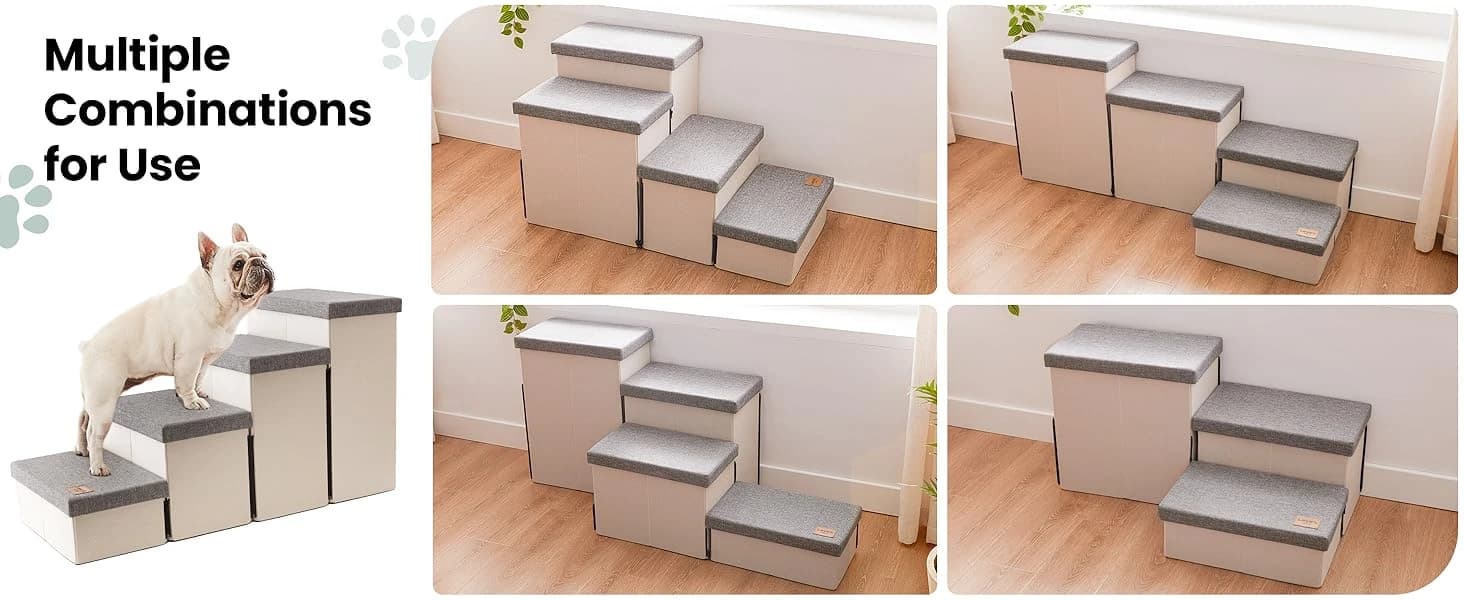 Dog Stairs for High Bed, Foldable Pet Stairs for Small and Medium or Large Dogs Puppy with Storage for Bed or — product details