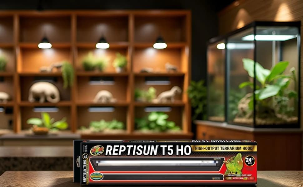 5.0 T5-HO 14" Terrarium Hood with ReptiSun T5 HO 5.0 UVB Lamp — product details