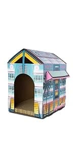 Cardboard Cat House Hideaway Playhouse with Cat Scratcher Scratching Pad 19" L x 13" W x 17" H — product details