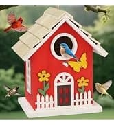 Bird Houses for Outside Real Wood-Look Resin Bird House with Hanging Chain – Waterproof and Durable Forest — collection imagery
