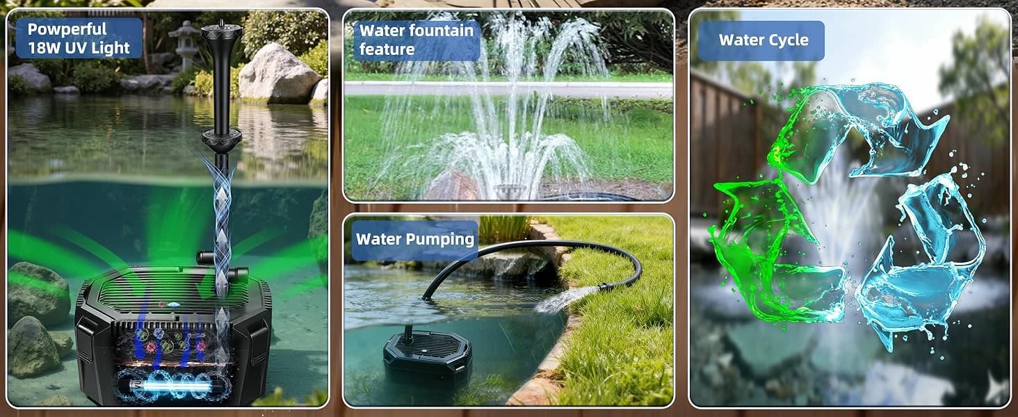 Submersible Pond Filter with Powerful 18W UV Light for Pond Algae Control — product details