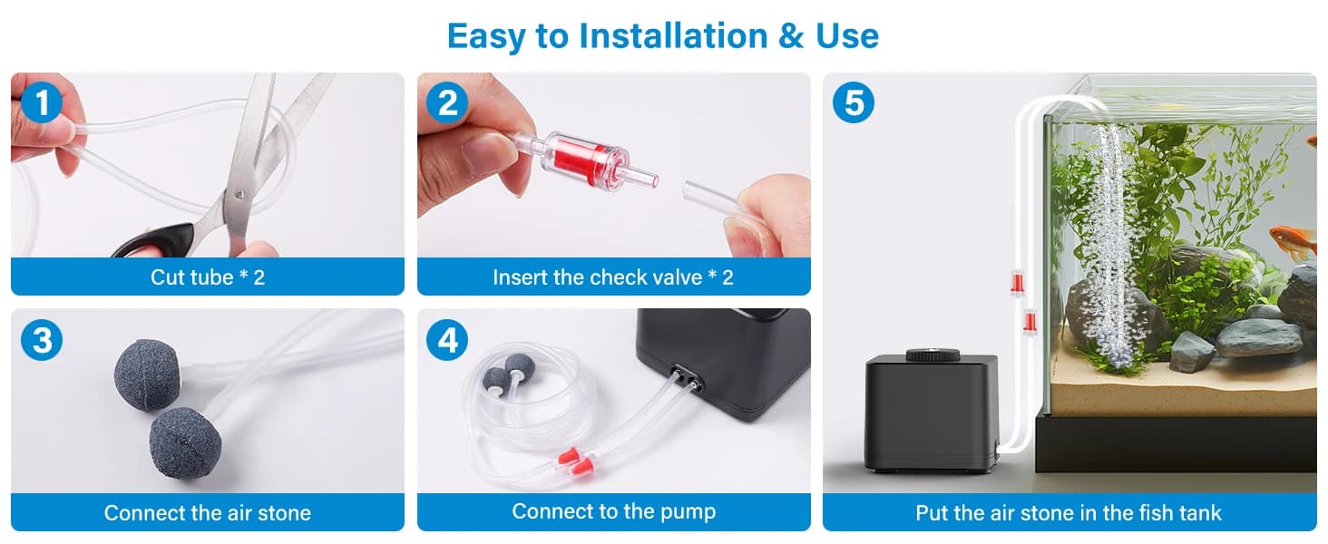 Aquarium Air Pump — Quiet Adjustable Fish Tank Air Pump — product details