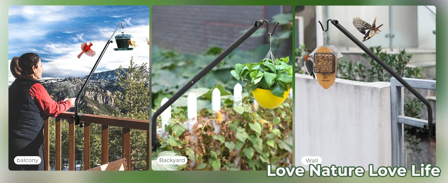 Heavy Duty Deck Hook — 27"-39" Adjustable Metal Deck Railing Hooks for Hanging Bird Feeders — product details