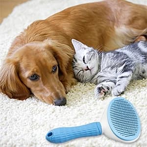 Self Cleaning Slicker Brush, Dog and Cat Bunny Pet Grooming Shedding Brush - Easy to Remove Loose Undercoat — product details