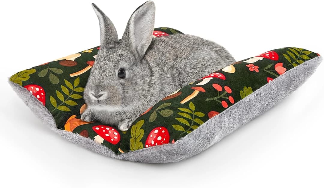 15"x14" Soft Plush Rabbit Bed Washable Cuddle Mat for Small Pets