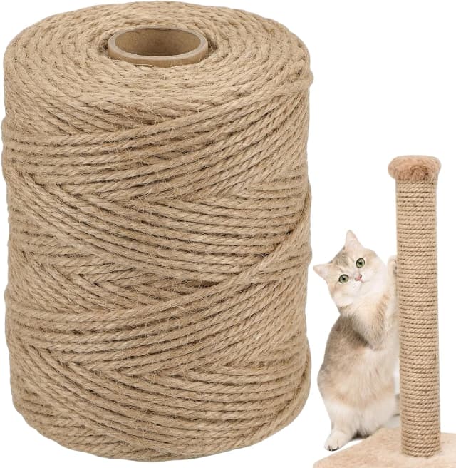 Natural Sisal Rope for Cat Scratcher — 1/4in x 164ft Twine for Cat Tree