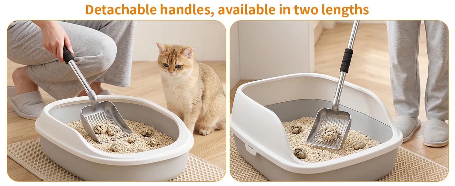 Metal Cat Litter Scoop — Detachable Long Handle Litter Scooper — product details