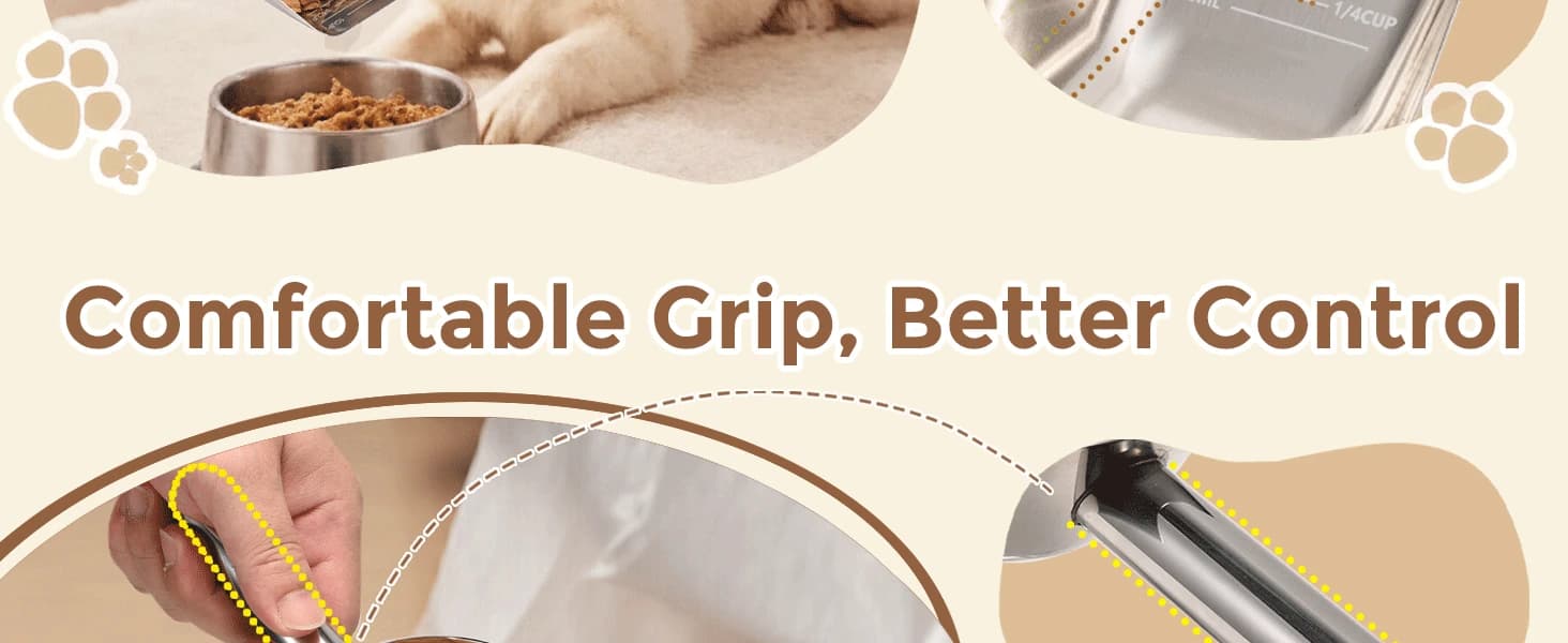 Pet cat-dog food-scoop measuring — 1-cup - Food-grade 304 stainless steel material | 1-Cup capacity | Precision — product details