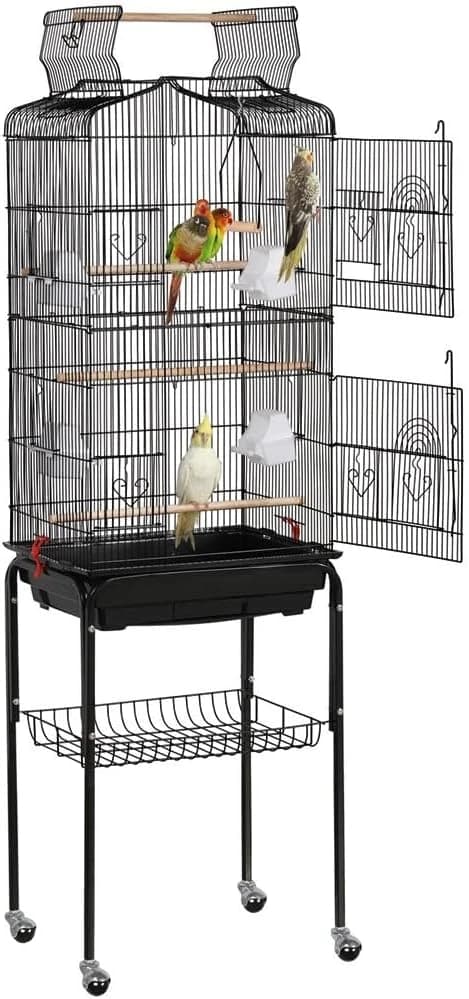 64-Inch Open Top Bird Cage for Parakeets and Cockatiels