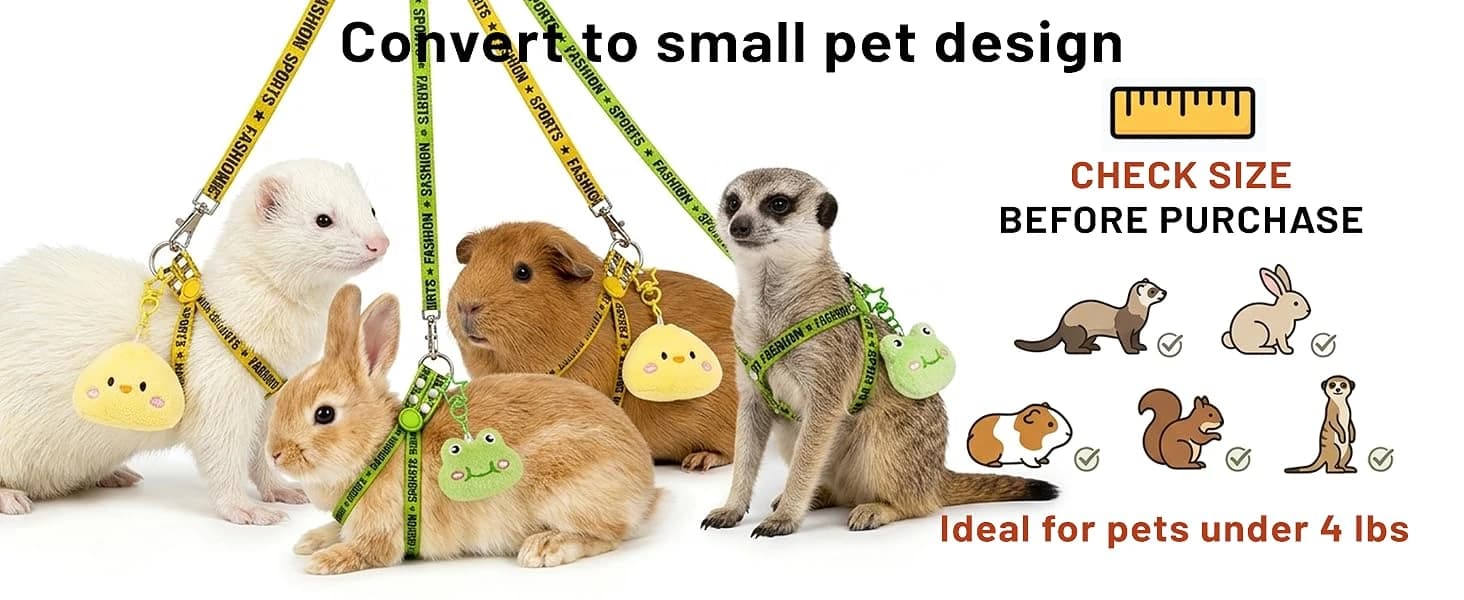 2PCS Ferret Harness and Leash — Adjustable Guinea Pig Harness — product details