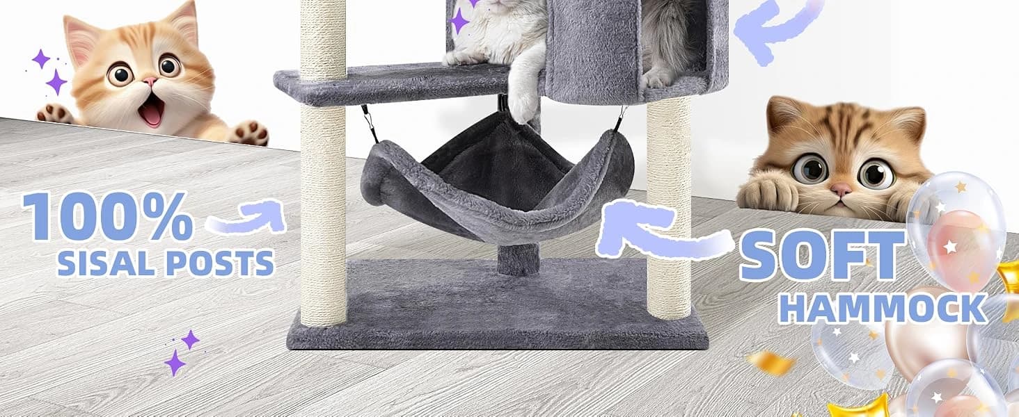 Cat Tree with Cat Condo and Big Hammock — product details