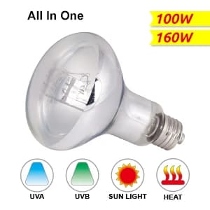 Full Spectrum UVA + UVB Sun Lamp Self-Ballasted Vapor Lamp/Bulb/Light for Reptile and Amphibian Use — ALL IN ONE