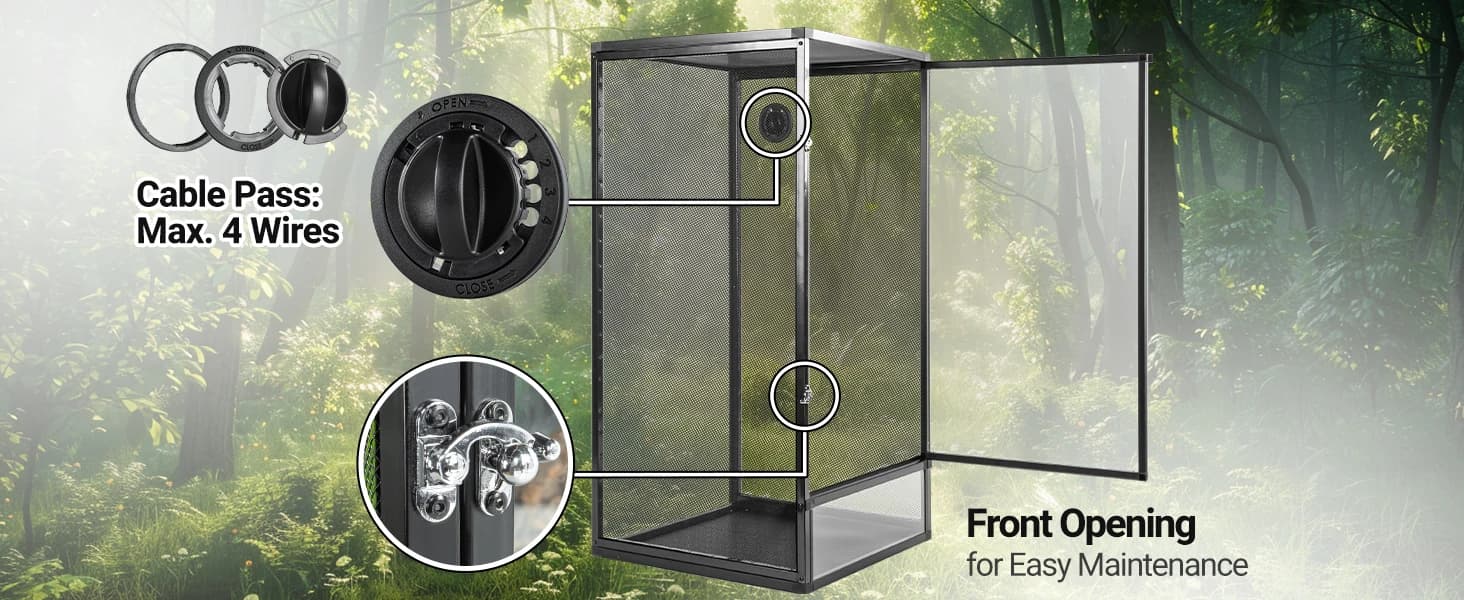 18" x 18" x 36" Front Opening Chameleon Cage with 3-Sided Metal Mesh — product details
