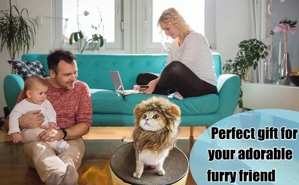 Lion Mane Wig for Cat Costume Pet Adjustable Washable Comfortable Fancy Lion Hair Cat Clothes Dress for — product details