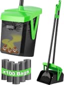 Dog Pooper Scooper — Swivel Bin and Rake Set with 100 Waste Bags