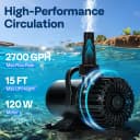 120W Pond Pump — 2700GPH Submersible Water Pump for Koi Pond