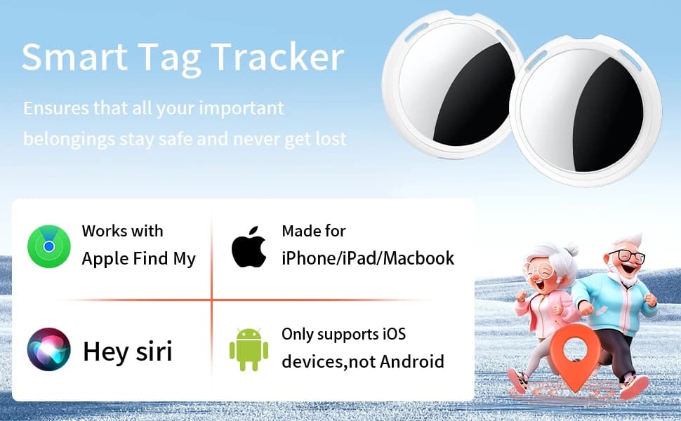 2 Pack Tracker Tags — Finder Apple Find My MFi Certified Waterproof iOS Only — product details