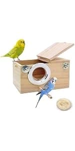Parakeet Nesting Box — Wood Bird Nest House for Cage — product details
