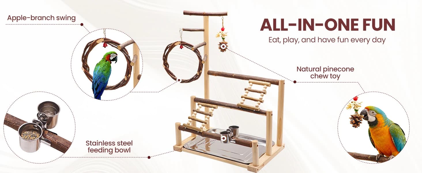 Bird Playground Wooden Parrot Stand for Small and Medium Birds — product details