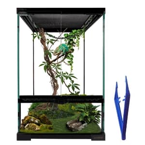 11 Gallon Tall Reptile Glass Tank 12"x12"x18",Pre-Assembled Vertical Terrarium Enclosure with Front Openning — 360° panoramic View reptile glass terrarium — 12*12*18inch