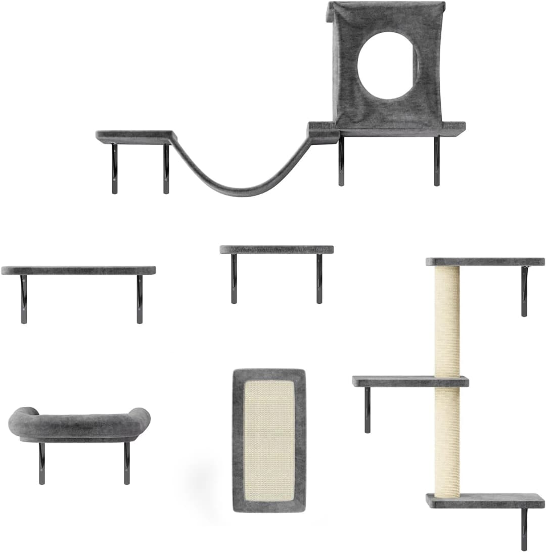 Cat Wall Shelves — 6 Pcs Luxury Wall-Mounted Cat Climber Set