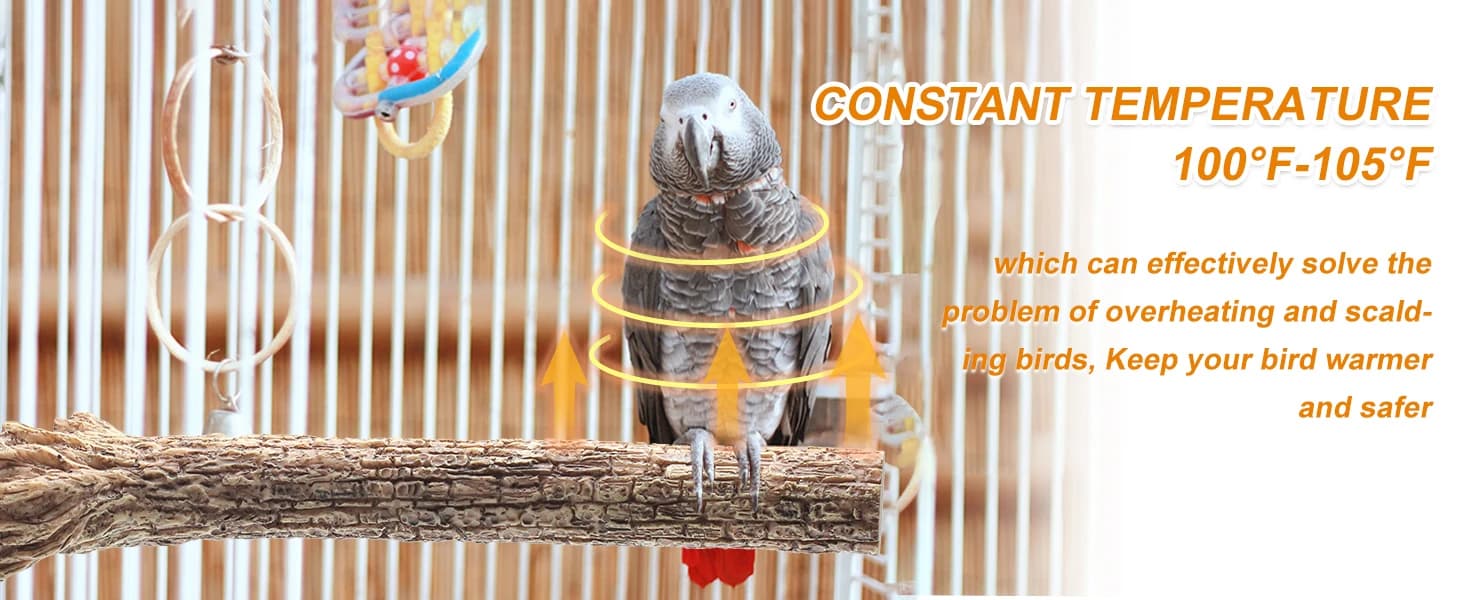 Heated Bird Perch for Cage Bird Thermo Perch Warmer Cage Heater for African Grey — Parakeets — product details