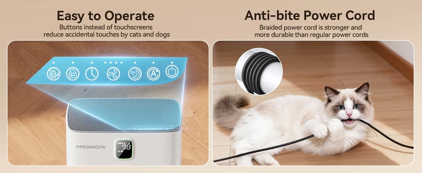 Pet Air Purifier for Home — Dual-sided Intake Air Purifier — Effectively Reduce Odor and Mutifunctional and Convenient