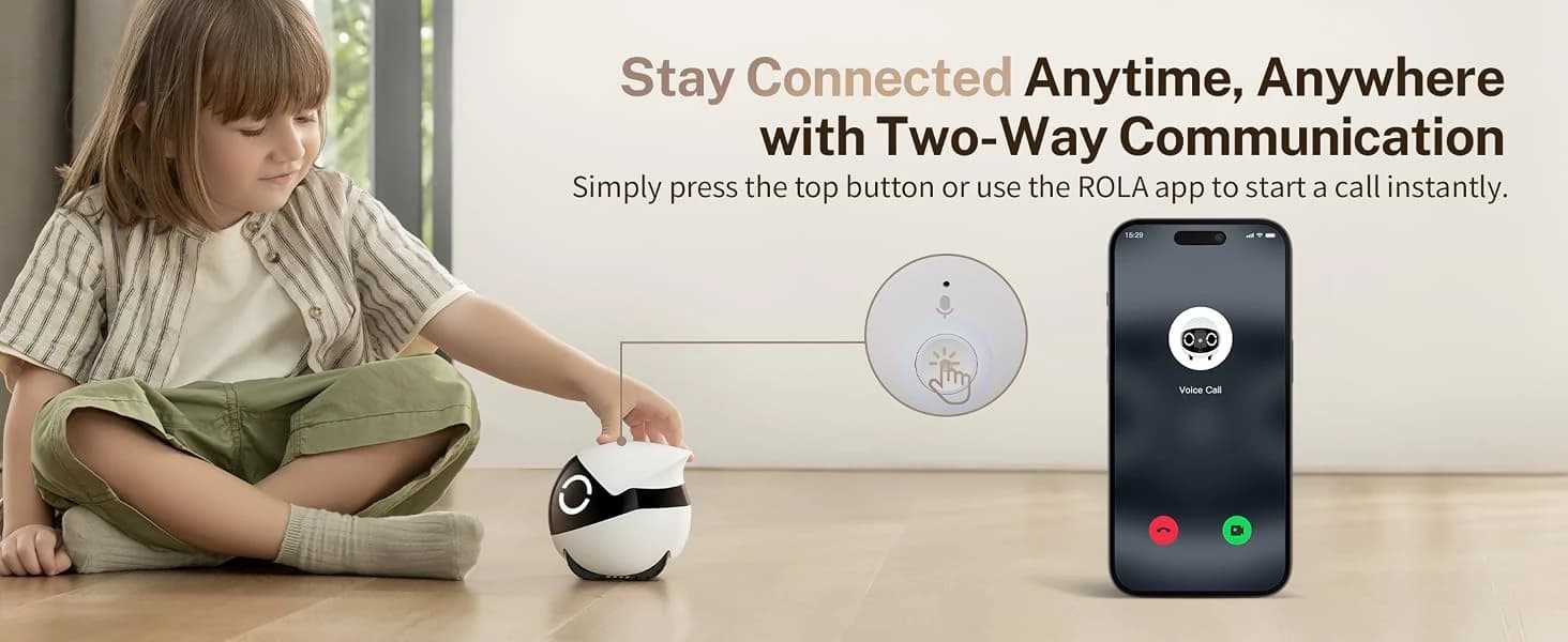 ROLA Mini Pet Camera Robot: 2K FamilyBot Mobile Home Companion — product details