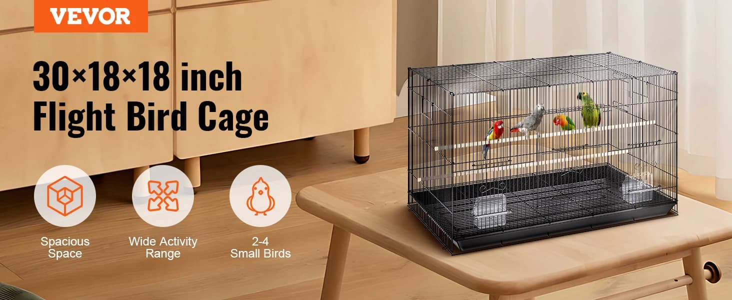 30 Inch Flight Bird Cage — Stackable Bird Cage Parakeet Cage with Slide-Out Tray and Handle — Provide a spacious and comfortable living environment for birds!