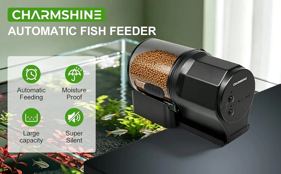 Automatic Fish Feeder for Aquarium One-Touch Easy Setup with 8/12/24 Timers — product details