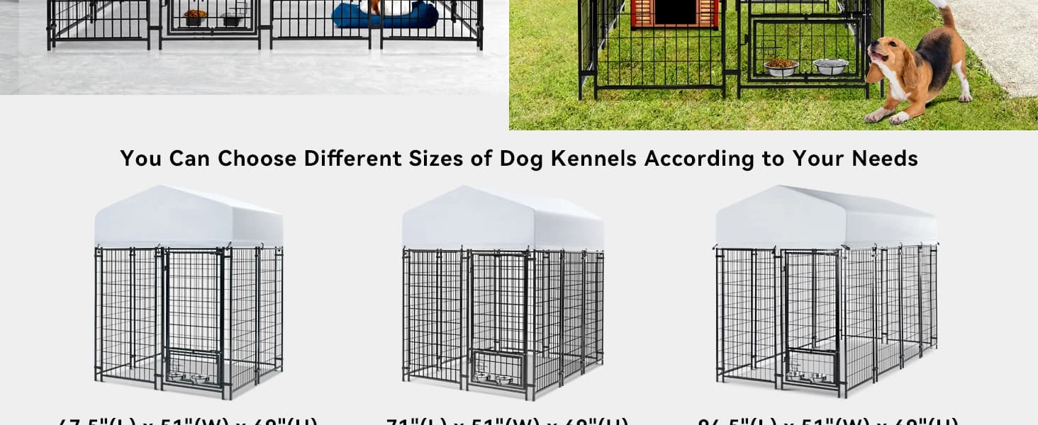 8x4x6 FT Dog Kennel Outdoor for Large Dogs with Silver Roof — product details