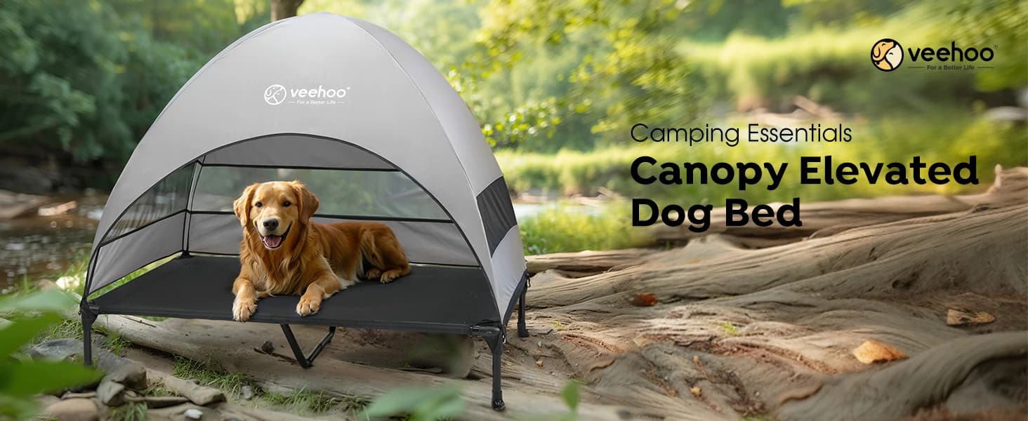 Outdoor Dog Bed with Canopy — Cooling Elevated Dog Shade for Outside — product details