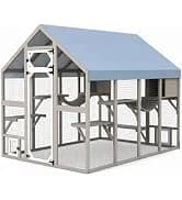 Outdoor Cat Catio Enclosures Large Wooden Cat House Patio for Indoor Cats Feral Cat Shelter with 2 Espace Doors — collection imagery