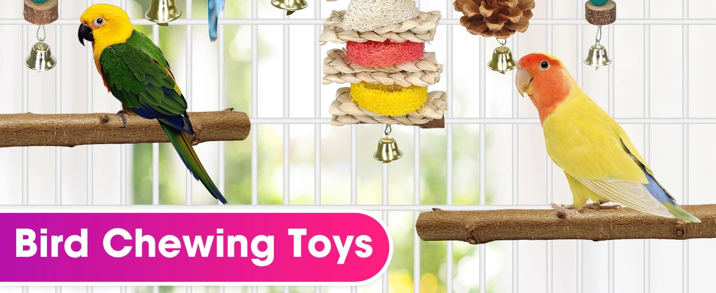 7 Pcs Natural Wood Bird Toy and Perch for Parakeets — product details