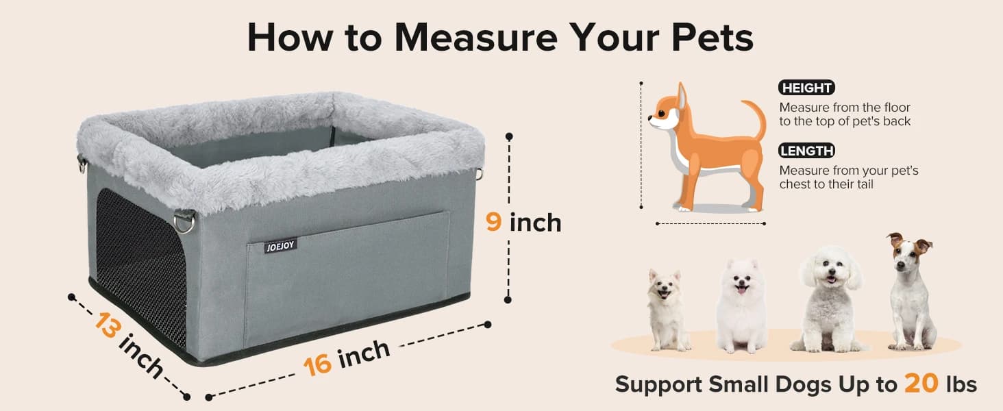 Deluxe Dog Booster Seat with Sturdy Metal Frame and Safety Leash for Small Pets up to 20 lbs - Portable Puppy β product details