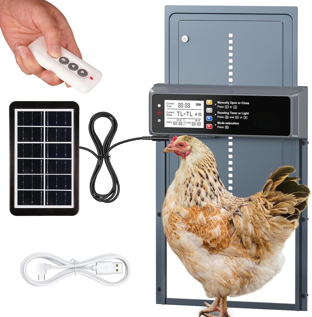 Automatic Chicken Coop Door Solar Powered with Timer and Light Sensor