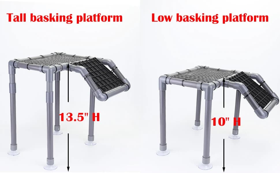Large Turtle Basking Platform for Aquatic Turtles — Two adjustable installation heights, Suited to both high-water and low-water turtle tanks.