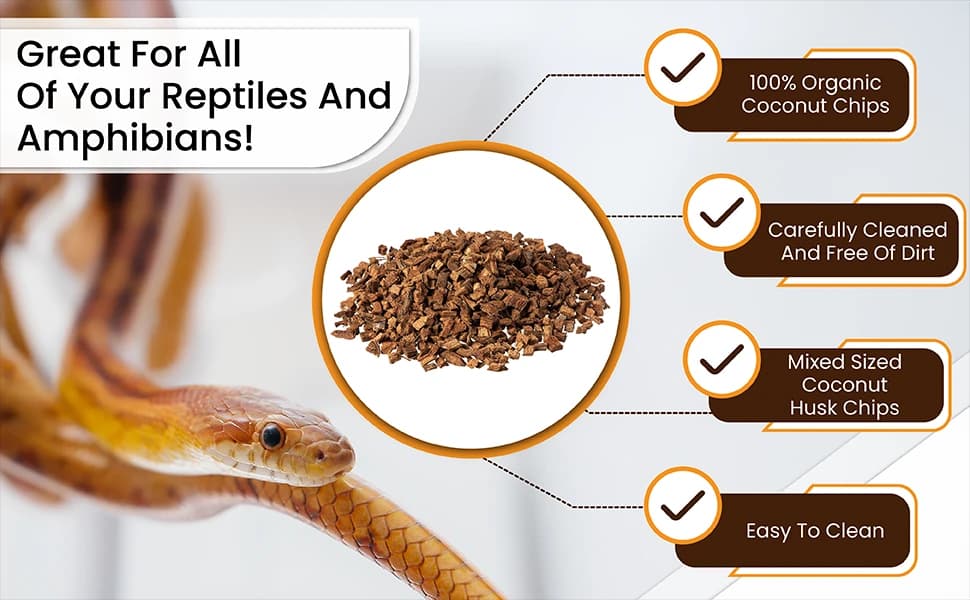 ReptiChip Reptile Substrate Coconut Chip Bedding 72 Quart Compressed Organic Coco Husk Block for Snake Habitat — product details