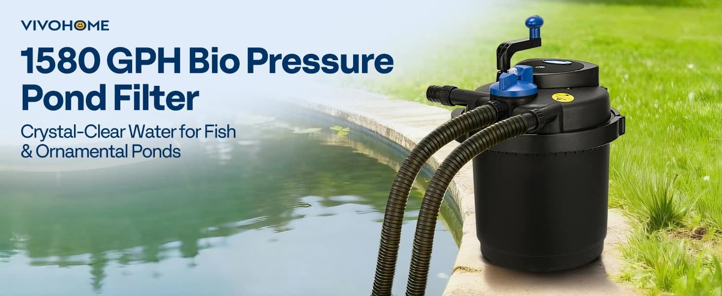 1580GPH Bio Pressure Pond Filter with 13W Light for Various Ponds — product details