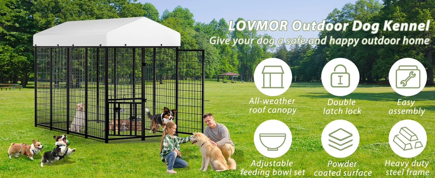 8' x 4' Outdoor Dog Kennel with Roof for Large Dogs — product details