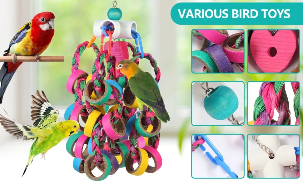 Bird Toys Conure Toys, Bird Parrot Foraging Shredder 24 Pcs Colorful Bagel Chewy Rings for Small Parrots — product details
