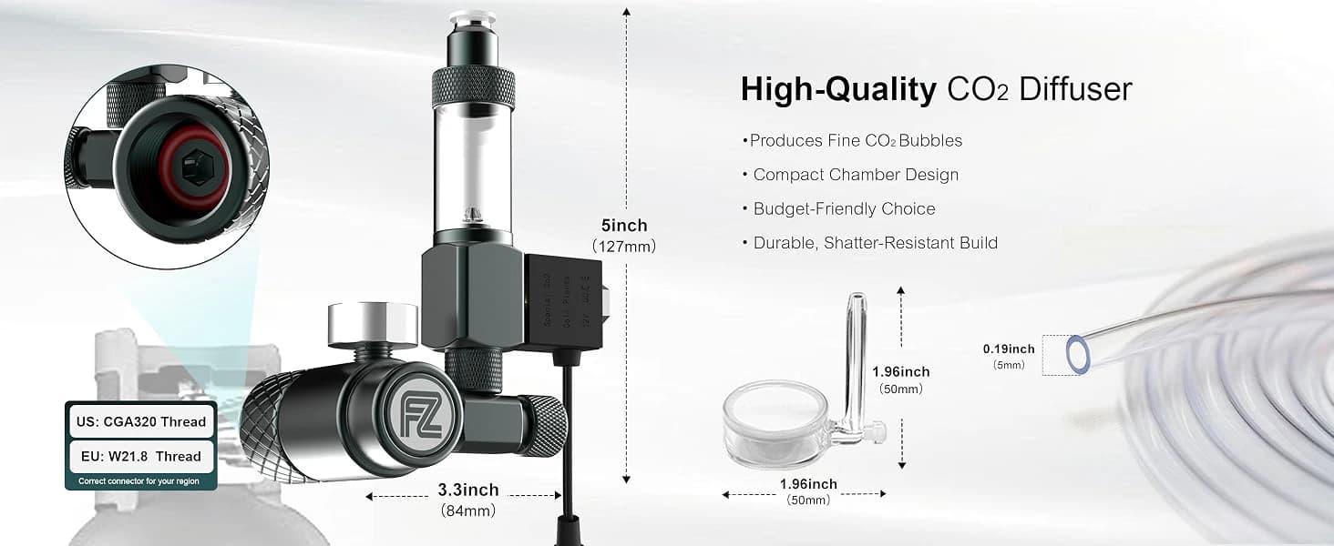 Mini Aquarium CO₂ Regulator Kit for CGA320 Side Open CO2 Cylinder — COMPATIBLE WITH CGA320 CO₂ CYLINDERS