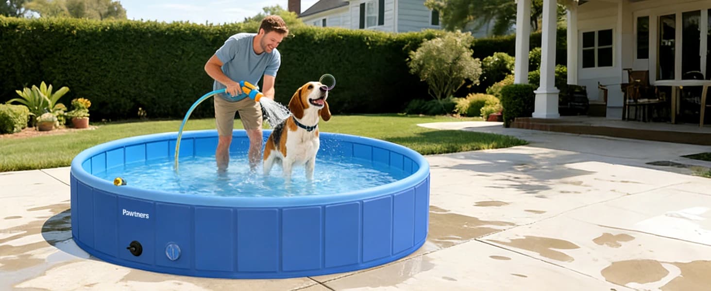 Foldable Dog Pool with Sprinkler and RGB LED Light — collection imagery