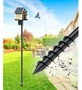 Heavy Duty Bird Feeder Pole - 109 Inch Adjustable 1 Inch Metal Bird House Pole with 14” Deep Auger Base | — collection imagery