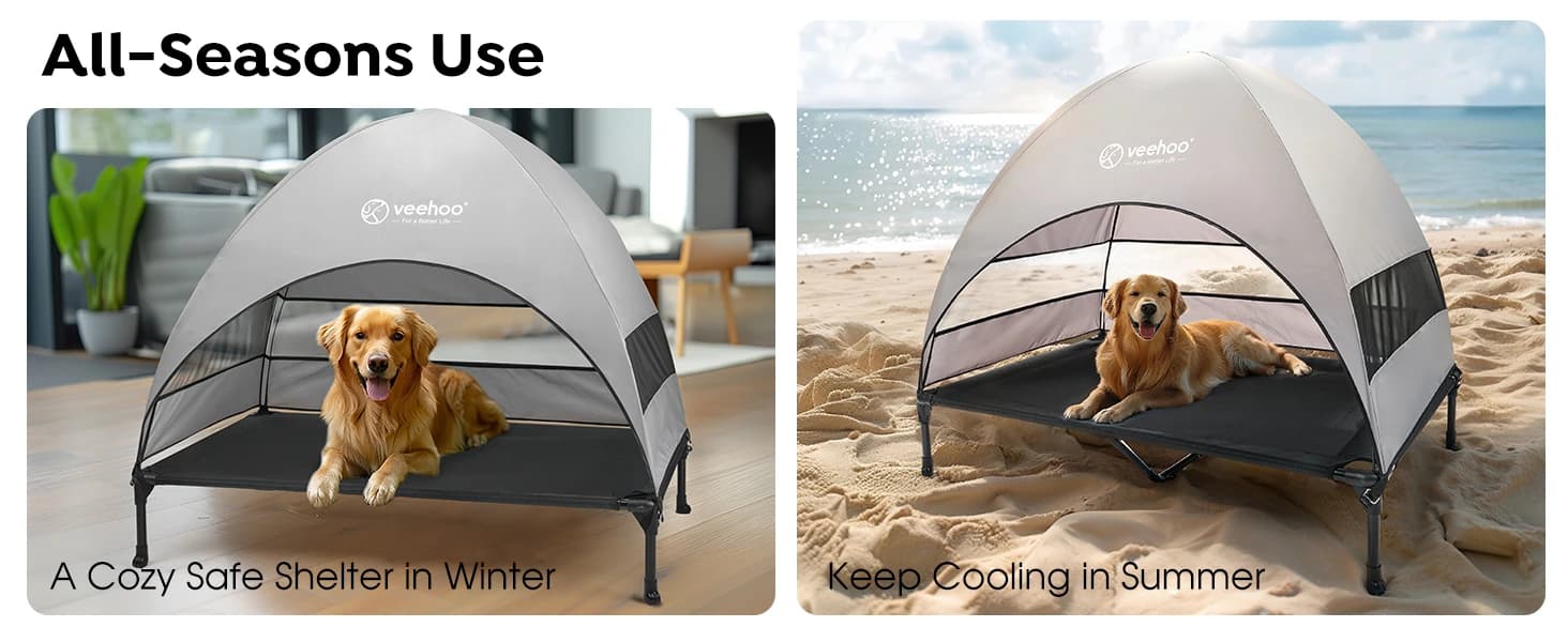 Outdoor Dog Bed with Canopy — Cooling Elevated Dog Shade for Outside — product details